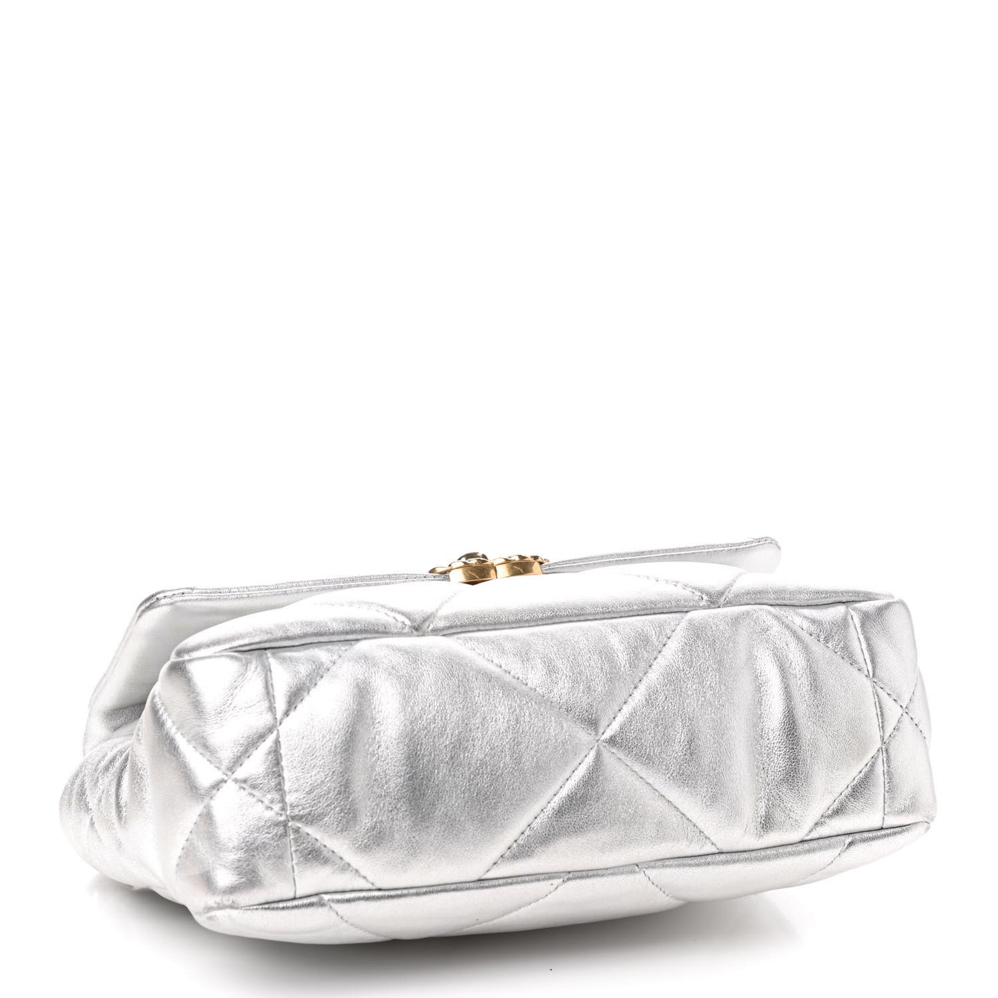 Metallic Lambskin Quilted Medium Chanel 19 Flap Silver
