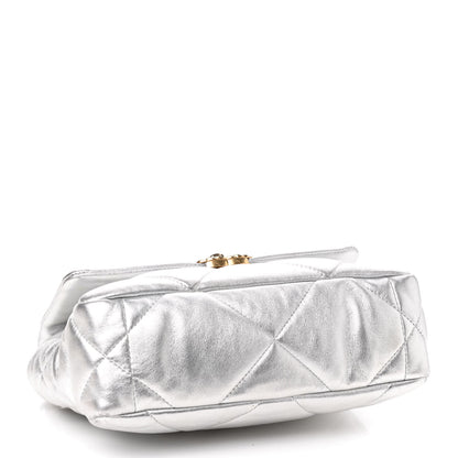 Chanel Metallic Lambskin Quilted Medium Chanel 19 Flap Silver 3 of 9