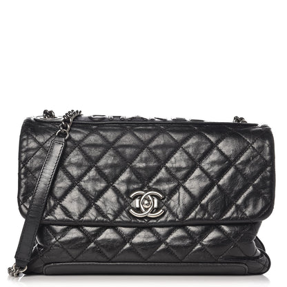 Chanel Aged Calfskin Quilted Jumbo Flap Black 1 of 13
