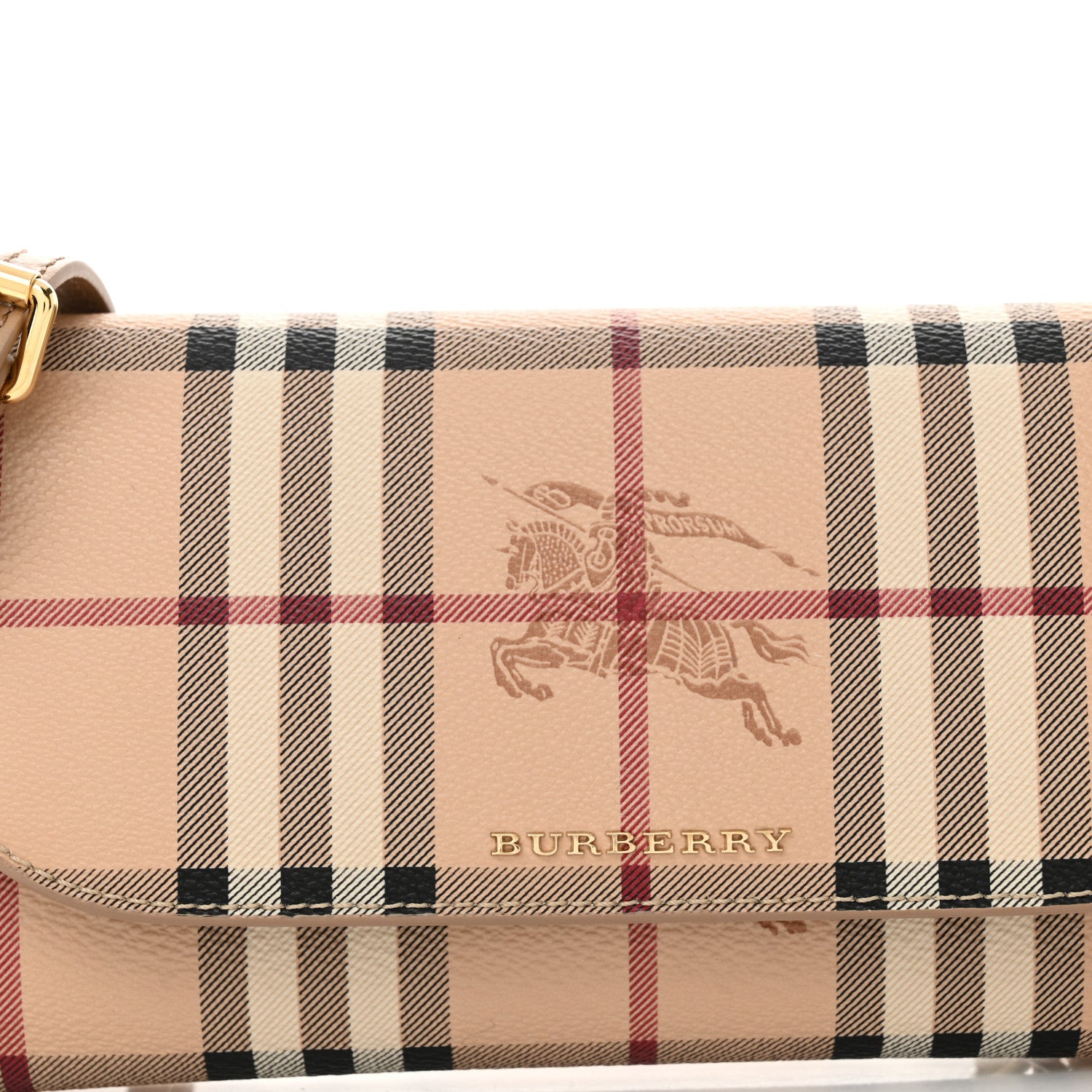 Burberry Haymarket Check Henley Wallet On Chain Mid Camel 8 of 14