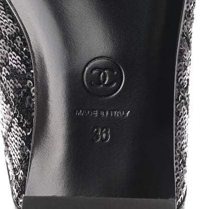 Chanel Sequin Lambskin Quilted CC Mules 36 Black 6 of 8