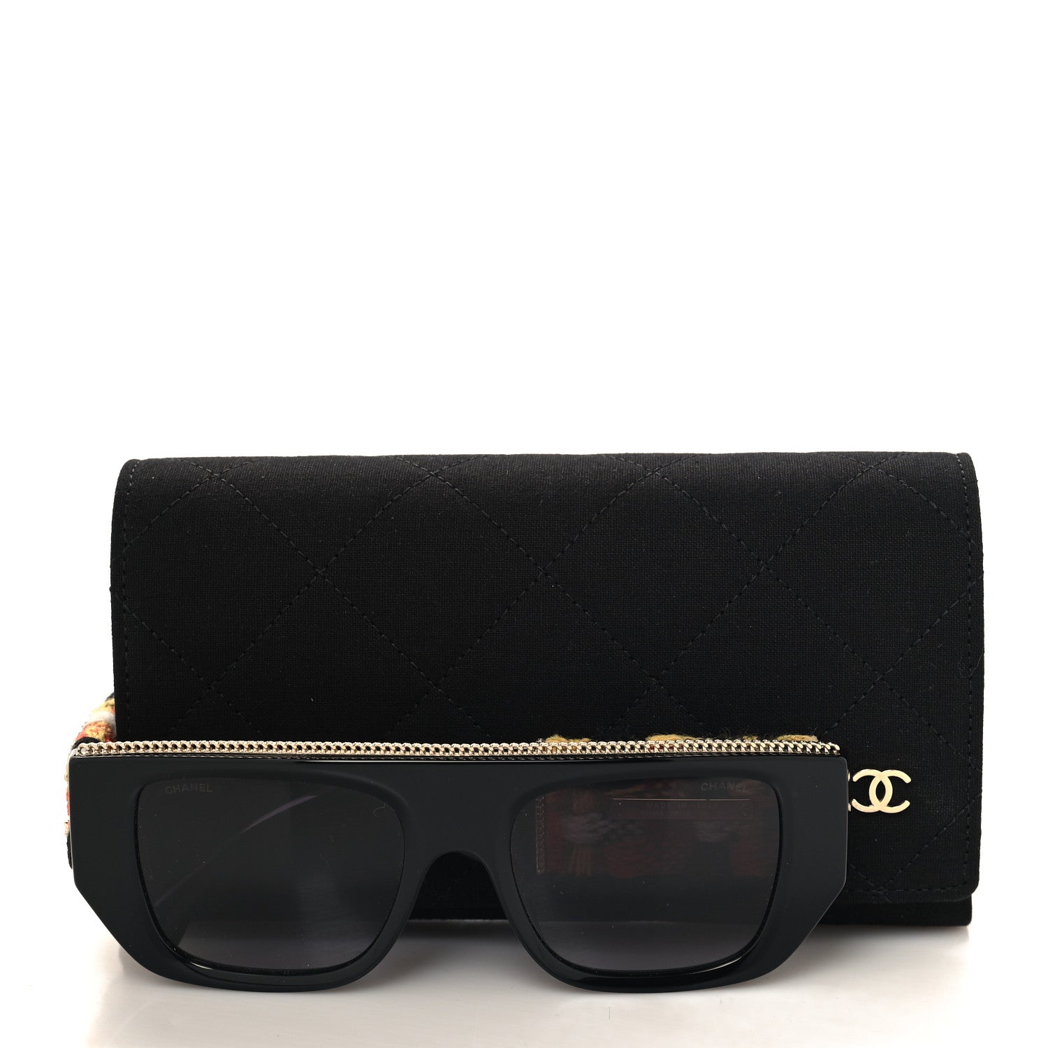 Chanel Acetate Tweed CC Sunglasses 71549A Black Orange 7 of 7