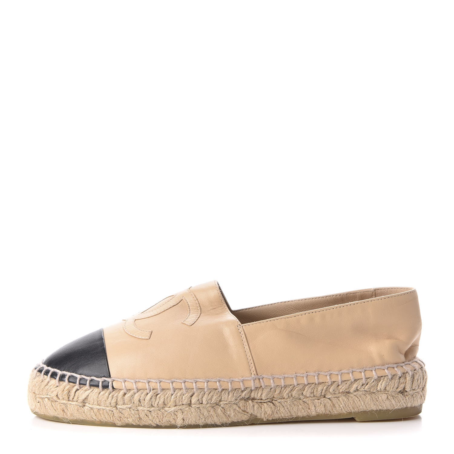 Chanel Lambskin CC Espadrilles 36 Beige Black 1 of 8