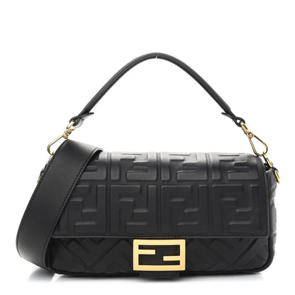 Fendi Nappa FF 1974 Embossed Baguette Black 1 of 9