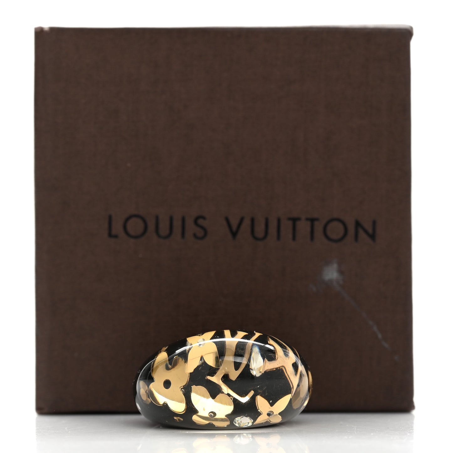 Resin Swarovski Crystal Inclusion Ring S 50 5.5 Black