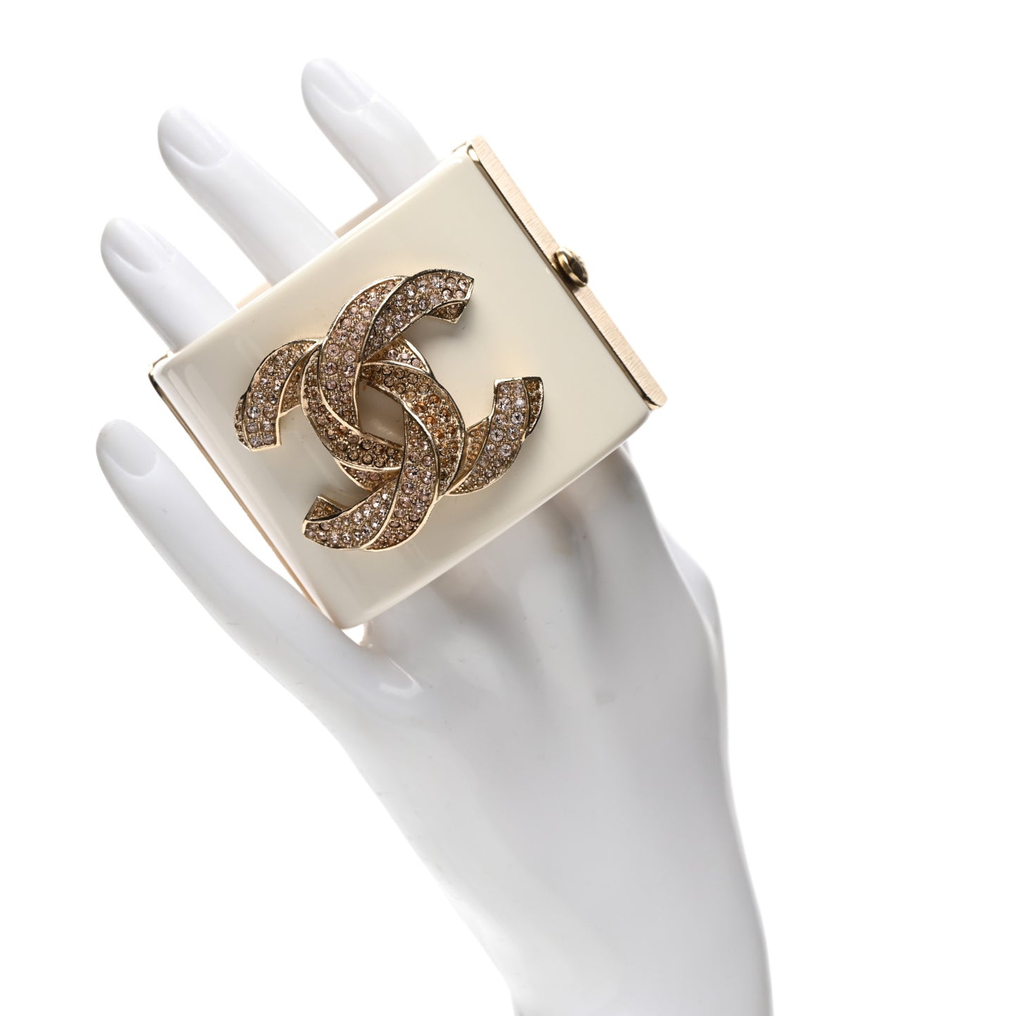 Resin Crystal CC Cuff White Gold