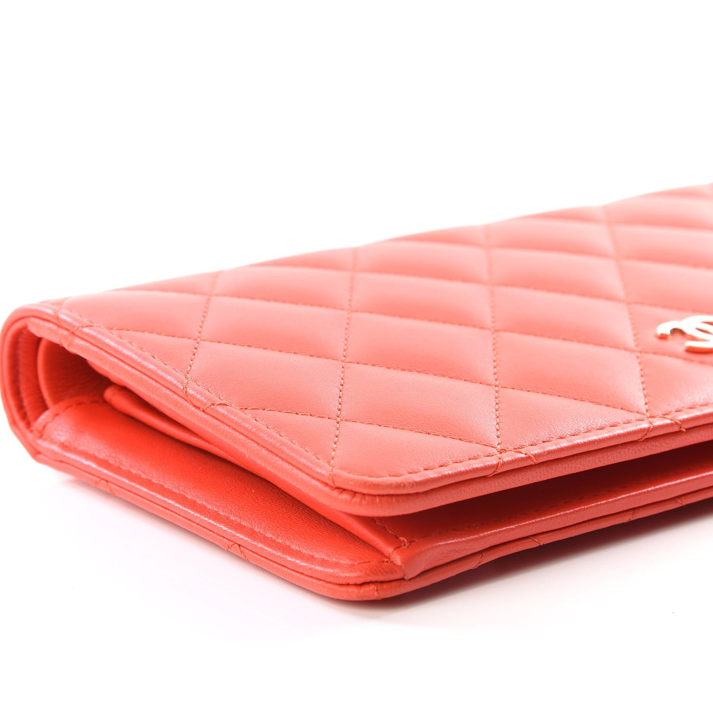 Lambskin Quilted Yen Wallet Orange
