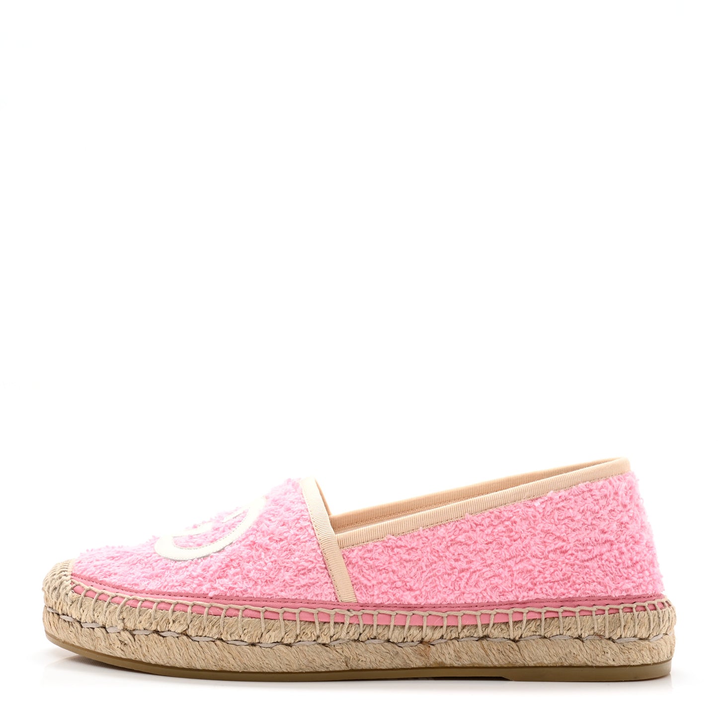 Terry Cloth Interlocking G Espadrilles 37 Pink Dusty White Beige