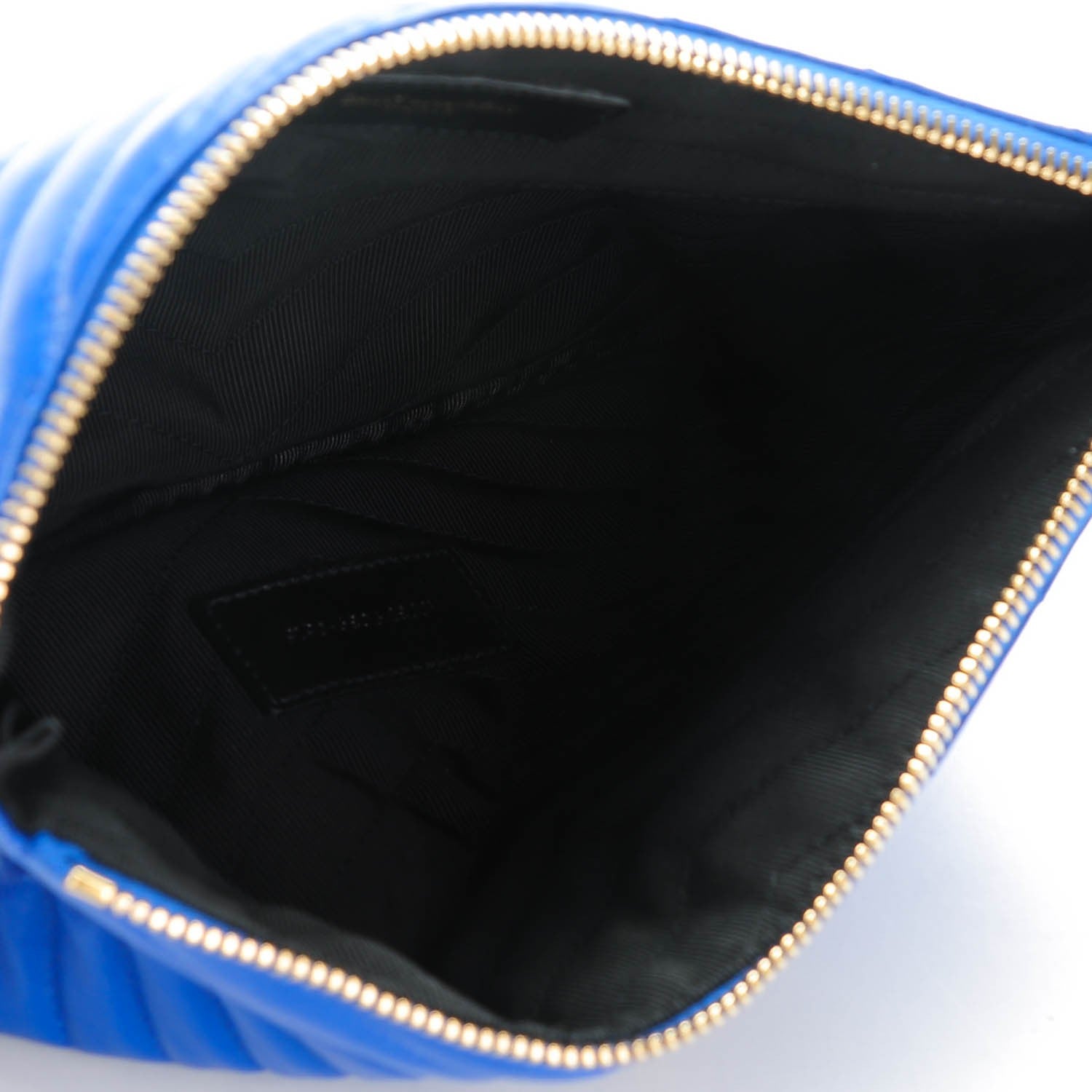 Saint Laurent Calfskin Matelasse Chevron Monogram A5 Wristlet Blue Majorelle 5 of 7