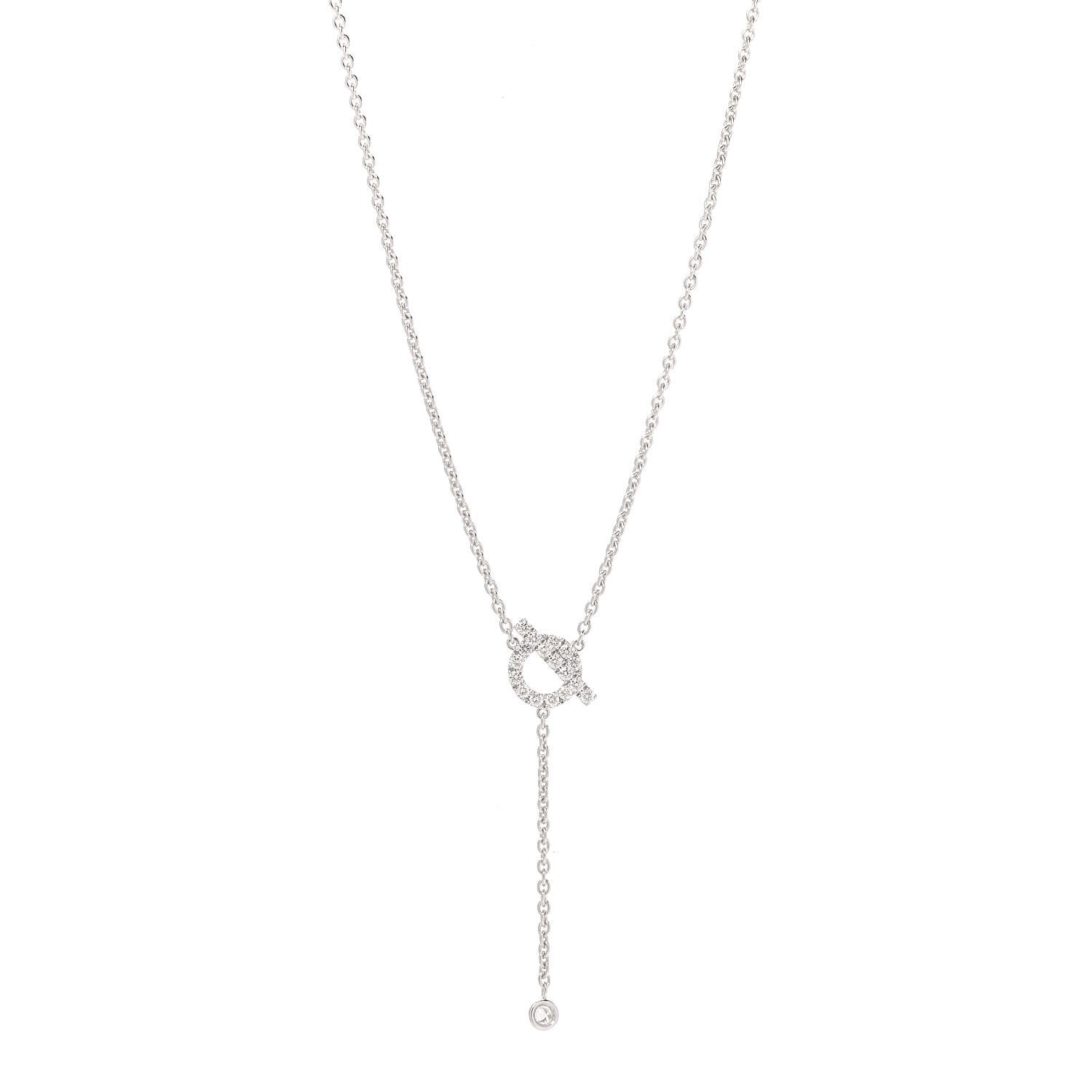 Hermes 18K White Gold Diamond Finesse Lariat Necklace 1 of 5