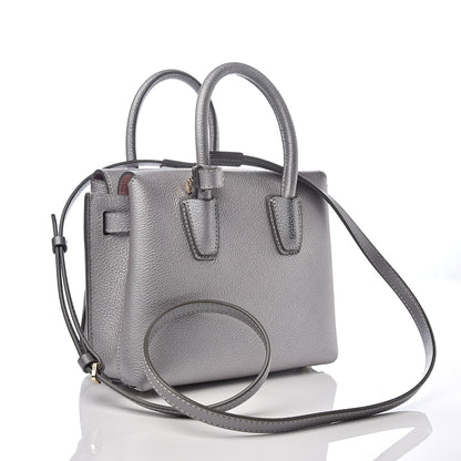 MCM Metallic Grained Calfskin Mini Milla Tote Spike Silver 2 of 9