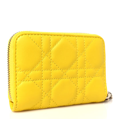 Christian Dior Lambskin Cannage Small Lady Dior Voyageur Coin Purse Yellow 3 of 8