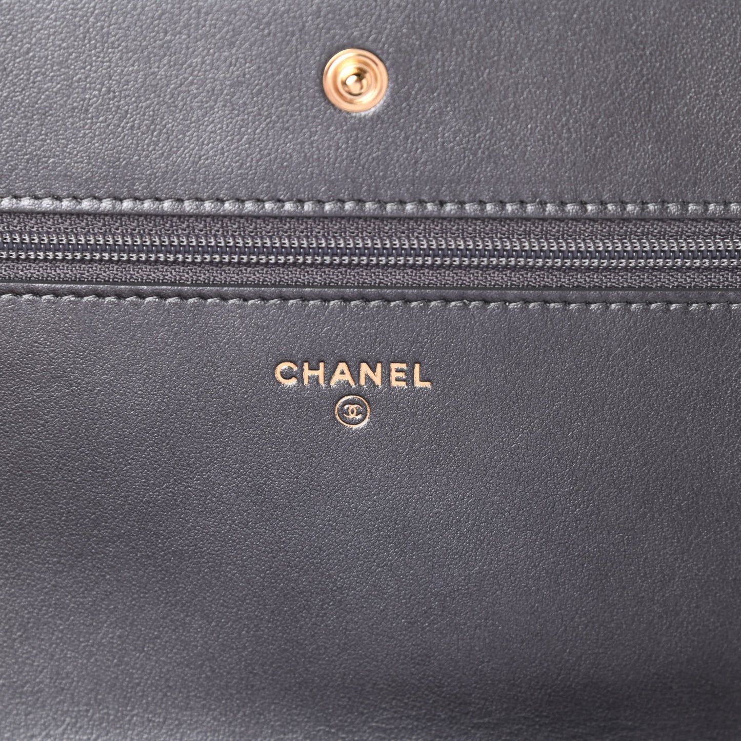 Iridescent Calfskin Velvet Stripe Wallet On Chain WOC Charcoal