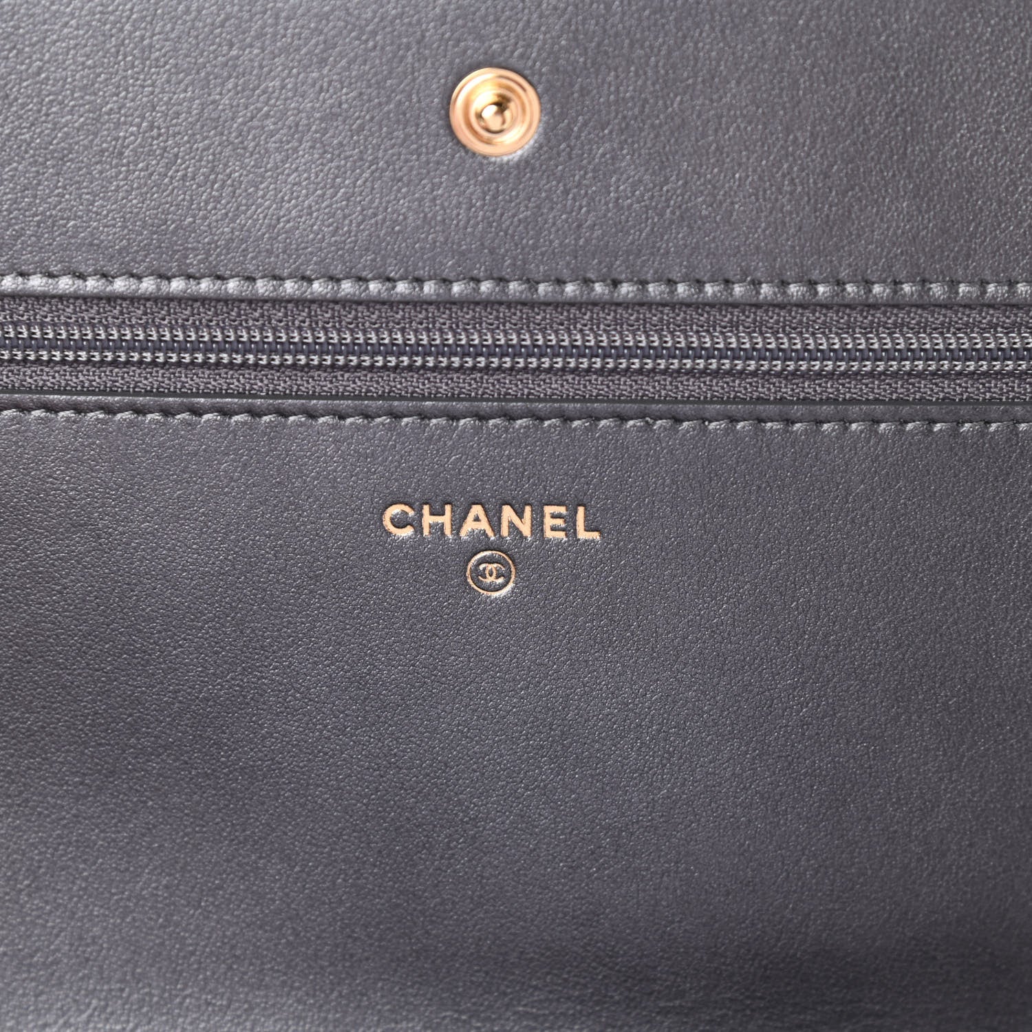 Chanel Iridescent Calfskin Velvet Stripe Wallet On Chain WOC Charcoal 6 of 12