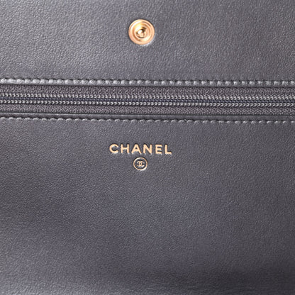 Chanel Iridescent Calfskin Velvet Stripe Wallet On Chain WOC Charcoal 6 of 12