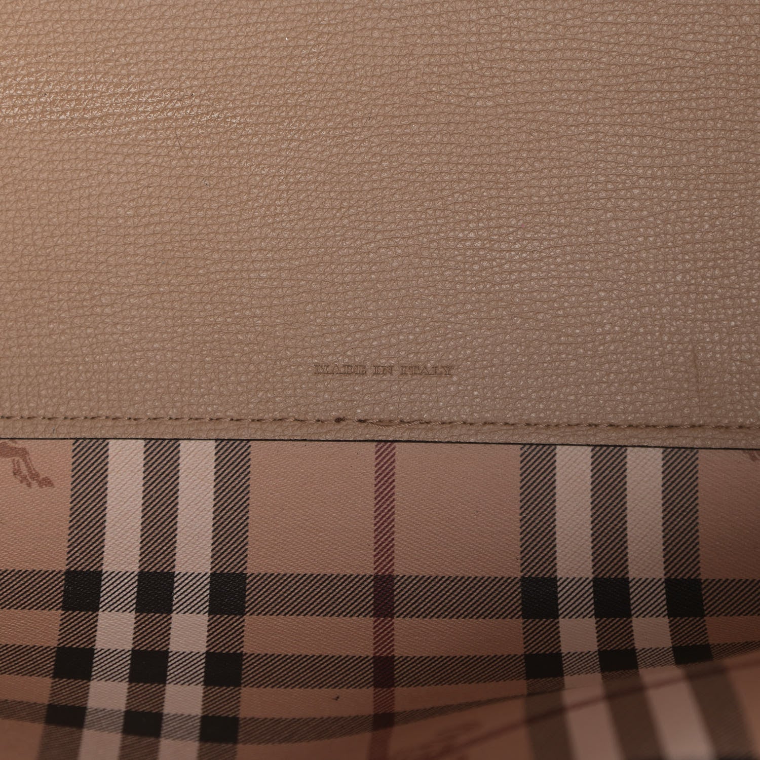 Burberry Grainy Calfskin Haymarket Check Medium Reversible Tote Camel 7 of 28