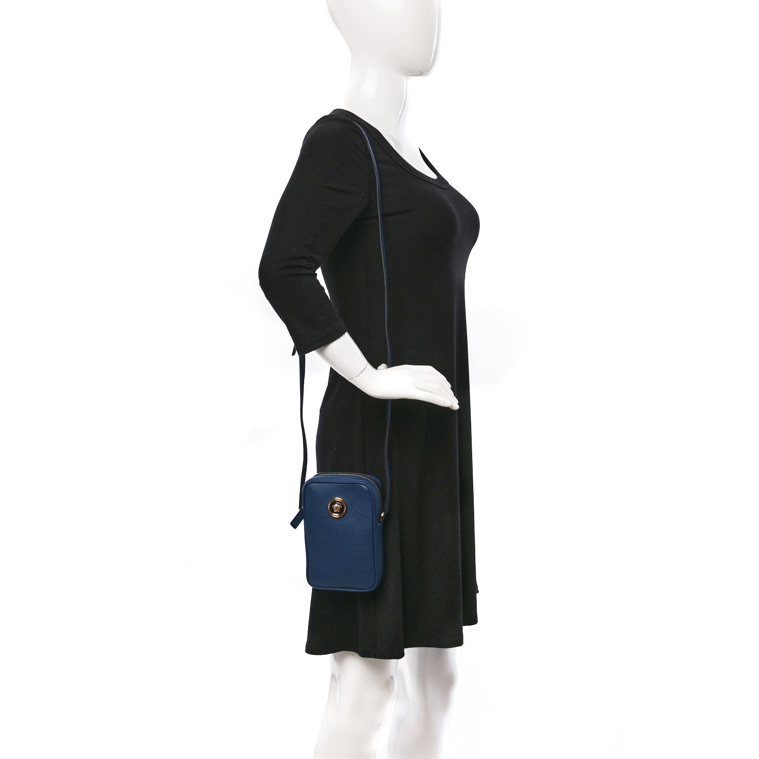 Versace Calfskin Medusa Messenger Bag Blue 2 of 8