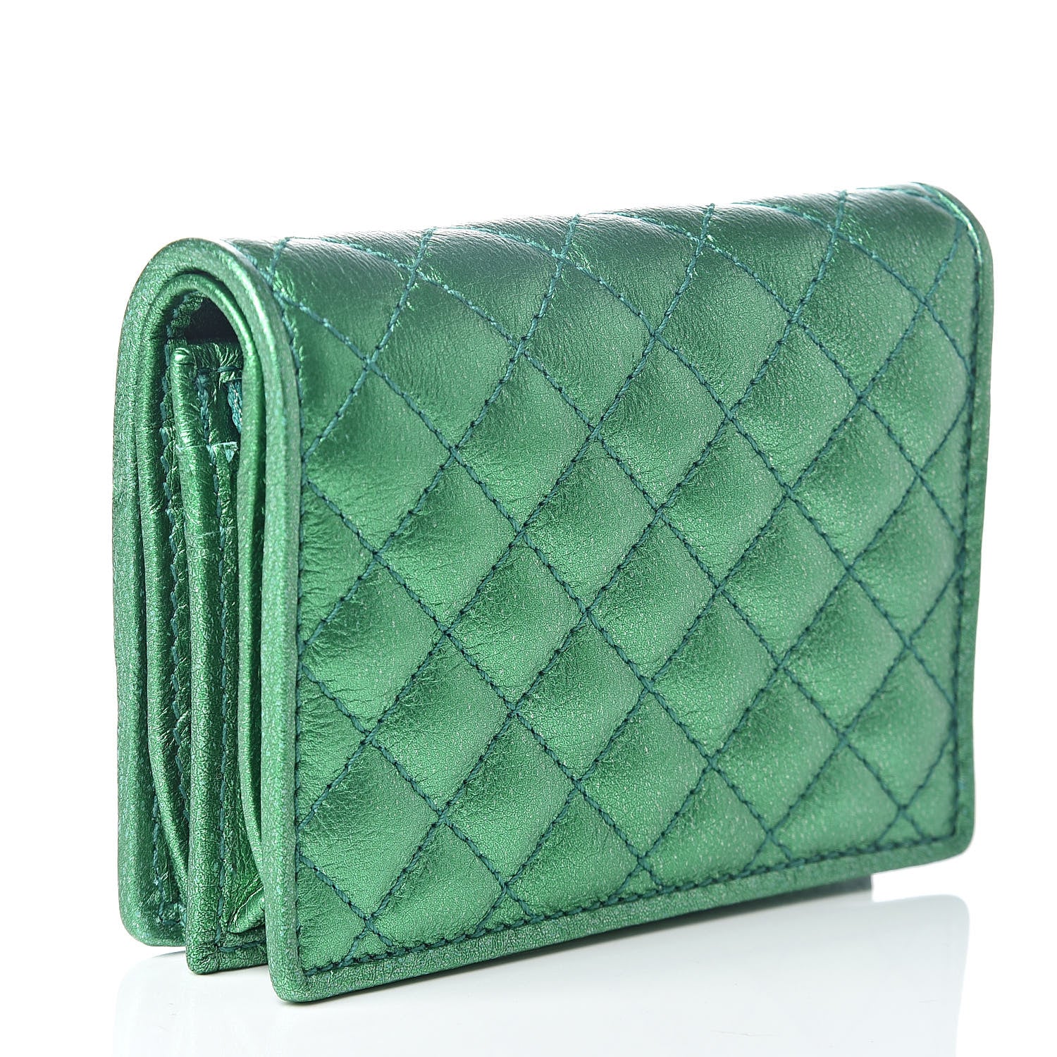 Gucci Laminated Nappa Trapuntata Zumi Card Case Jasmine Green 3 of 6