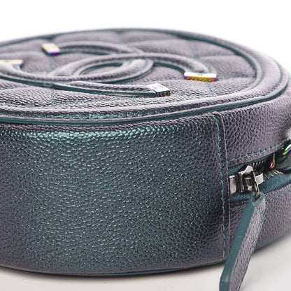 Chanel Iridescent Caviar Quilted Round Filigree Crossbody Dark Turquoise 8 of 10