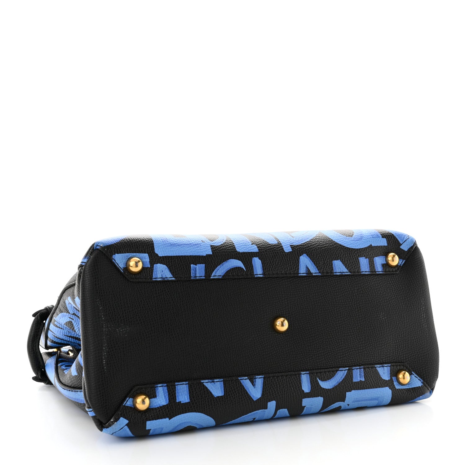 Burberry Grainy Calfskin Graffiti Print Medium Banner Tote Black 4 of 14