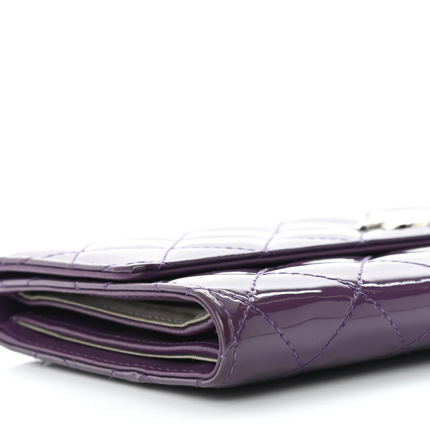 Chanel Patent Calfskin Quilted Large Brilliant Flap Wallet Purple 11 of 14