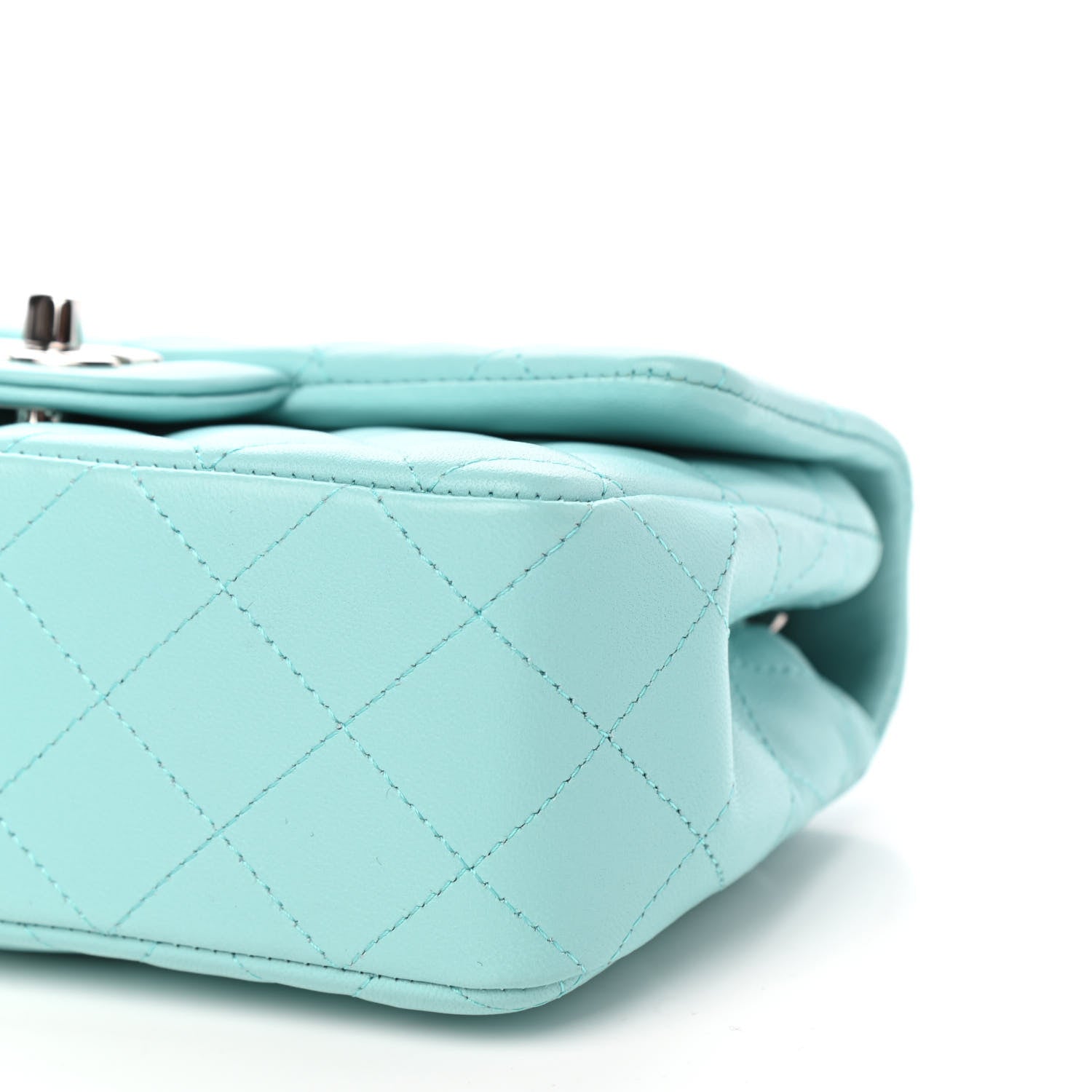 Chanel Lambskin Quilted Mini Rectangular Flap Light Blue 9 of 11
