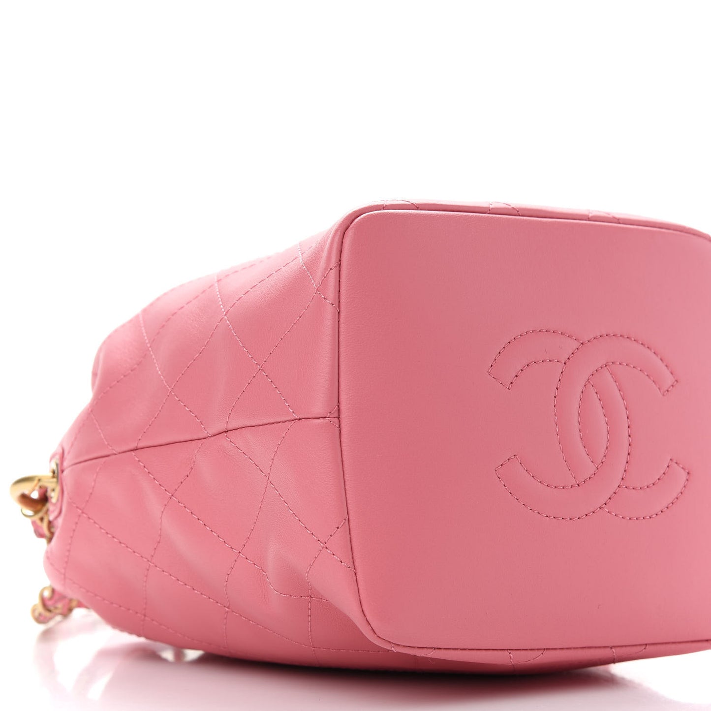 Lambskin Quilted Antique Signs Drawstring Bag Pink