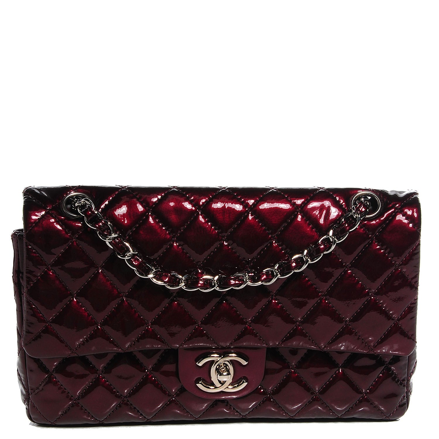 Chanel Patent Quilted Medium Double Flap Bordeaux 1 of 9