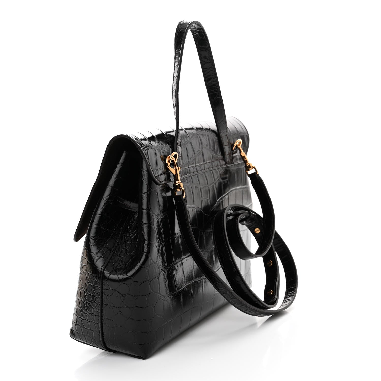 Mansur Gavriel Calfskin Crocodile Embossed Lady Bag Brown 3 of 13