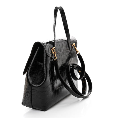 Mansur Gavriel Calfskin Crocodile Embossed Lady Bag Brown 3 of 13