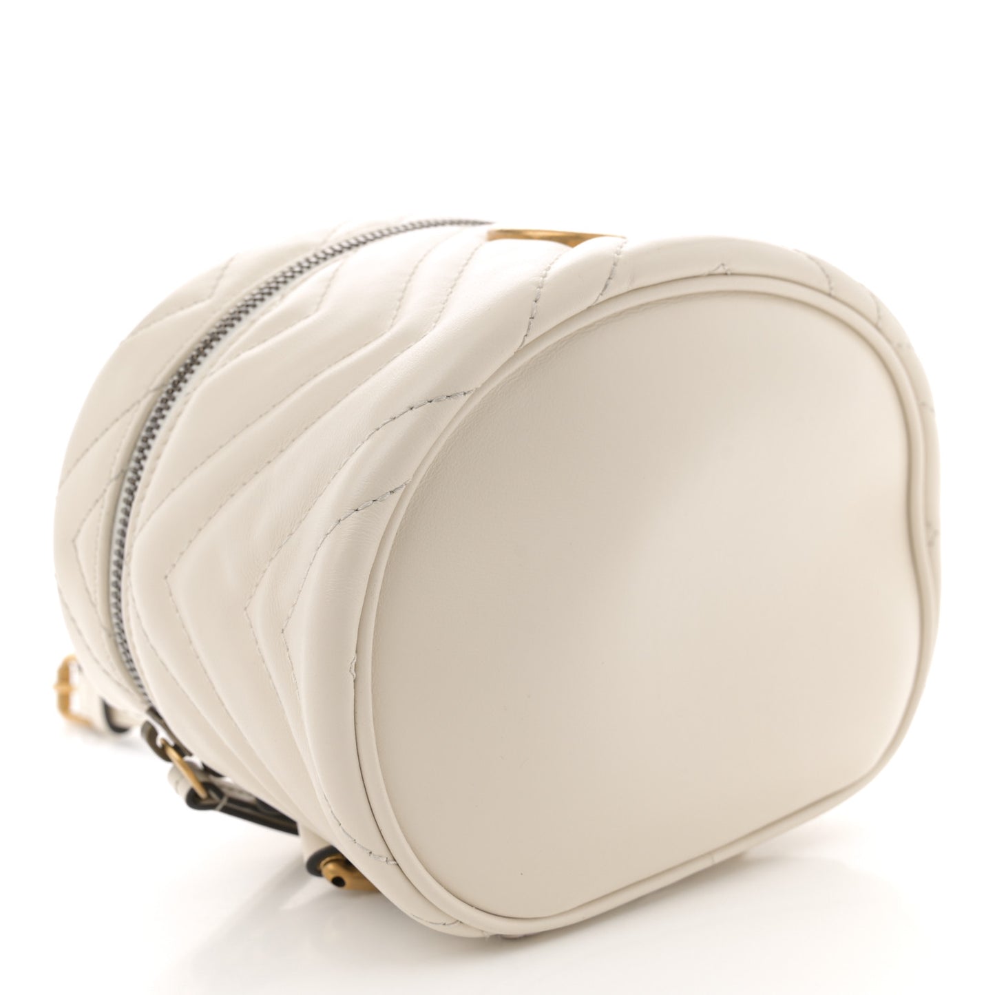 Calfskin Matelasse Mini GG Marmont Round Backpack White