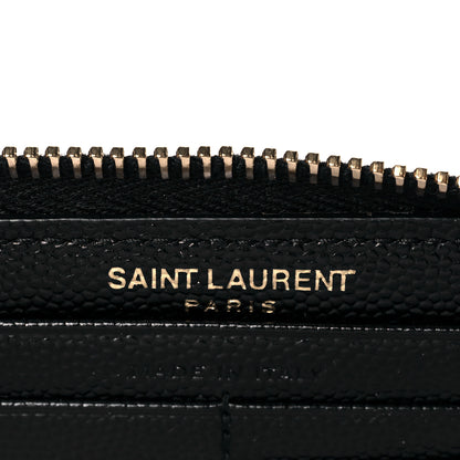Saint Laurent Grain De Poudre Matelasse Chevron Monogram Zip Around Wallet Black 6 of 8