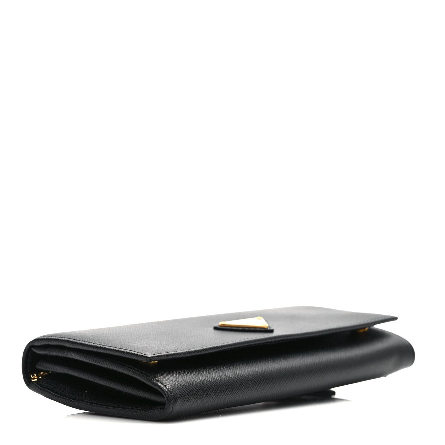 Saffiano Triangle Logo Continental Flap Travel Wallet Black