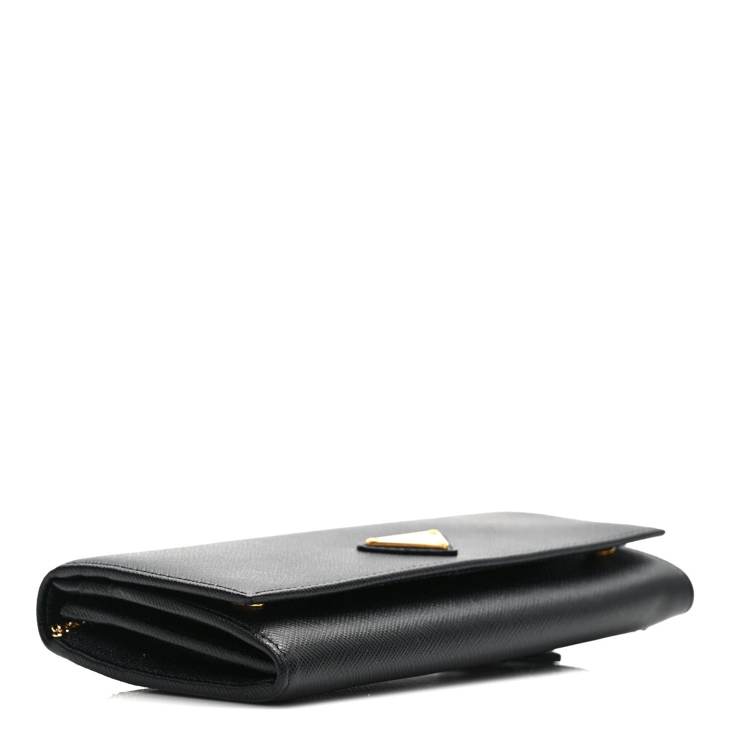 Prada Saffiano Triangle Logo Continental Flap Travel Wallet Black 5 of 7