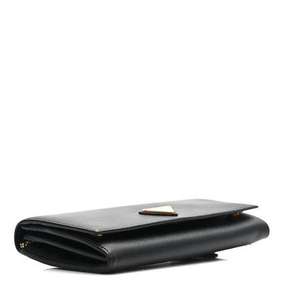 Prada Saffiano Triangle Logo Continental Flap Travel Wallet Black 5 of 7