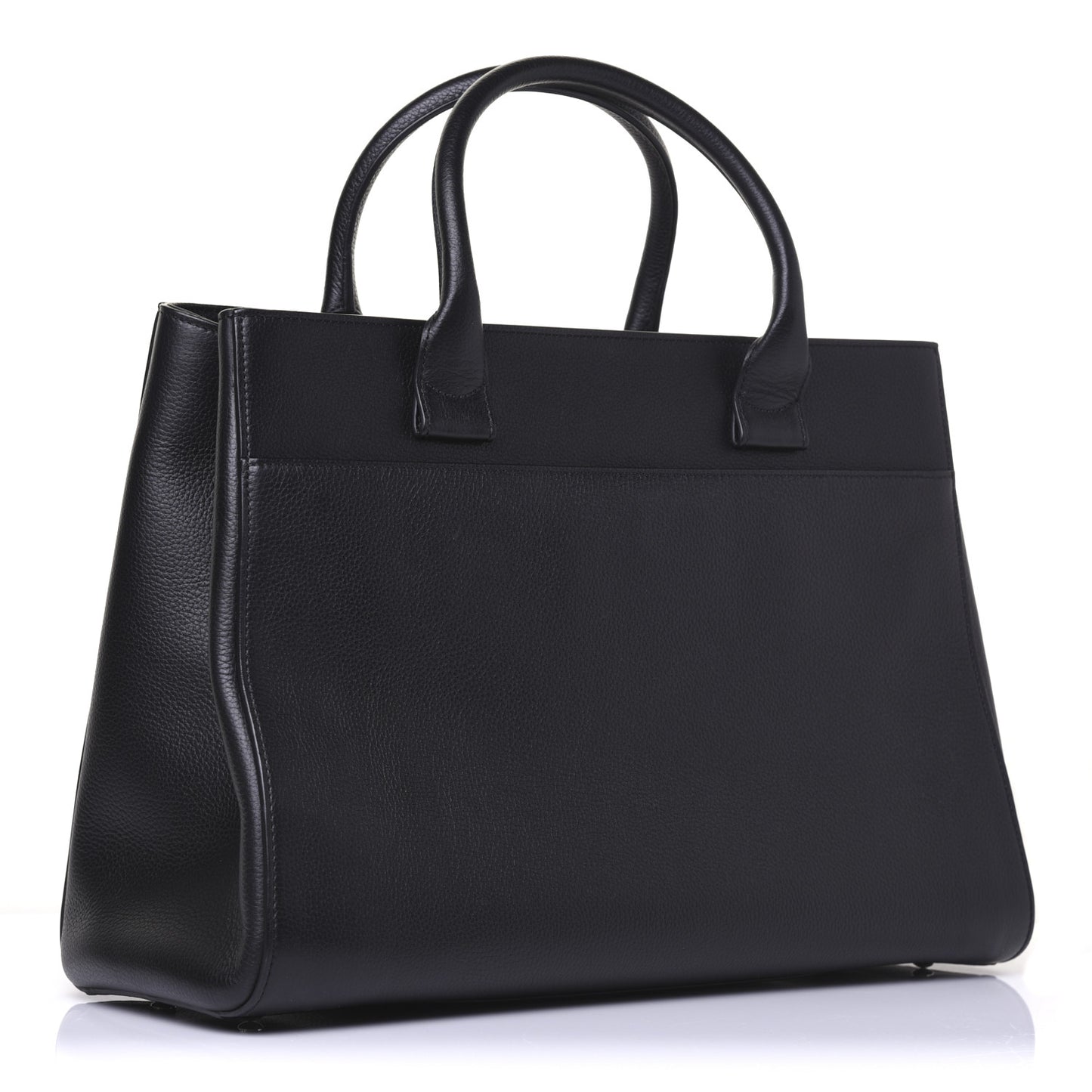 Grained Calfskin Large Neo Executive Shopper Tote Black