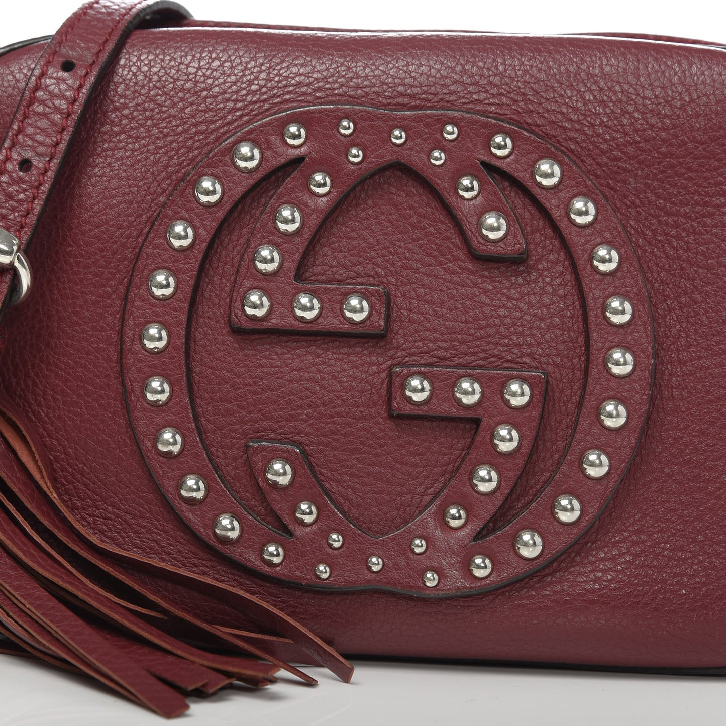 Pebbled Calfskin Studded Small Soho Disco Bag Soft Burgundy