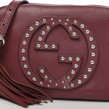 Gucci Pebbled Calfskin Studded Small Soho Disco Bag Soft Burgundy 19 of 19