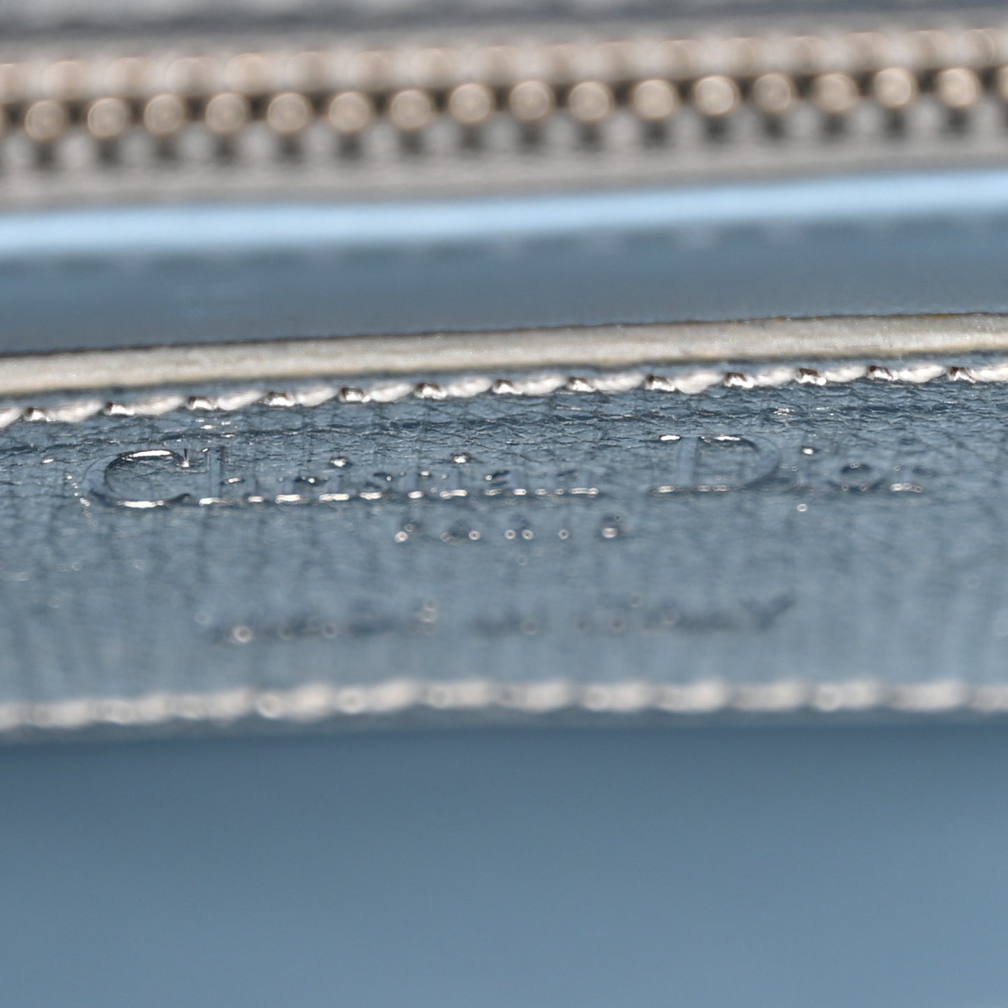 Metallic Grained Calfskin Cannage Small Lucky Badges My Lady Dior Silver