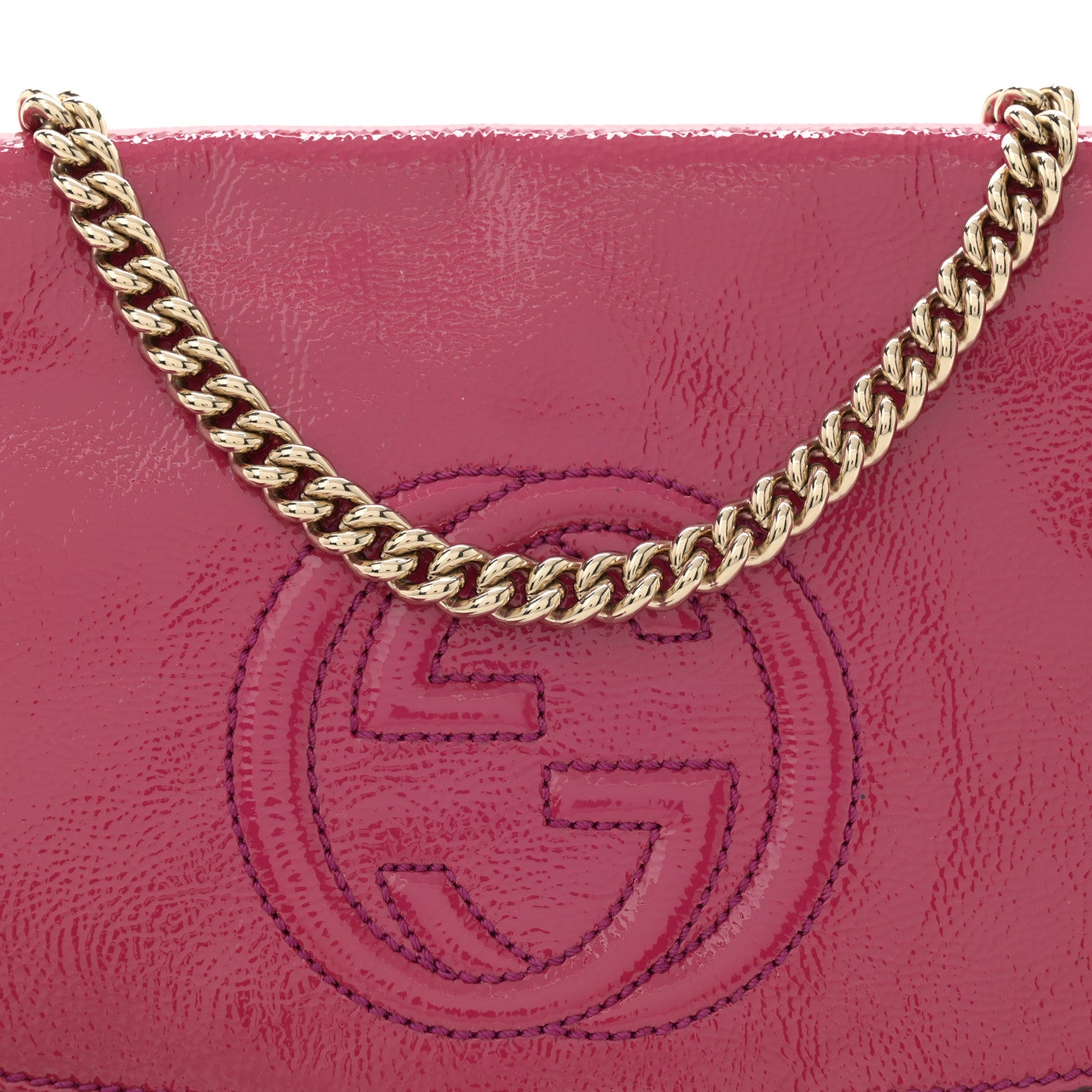 Gucci Patent Medium Soho Flap Crossbody Bright Bougainvillea 8 of 10