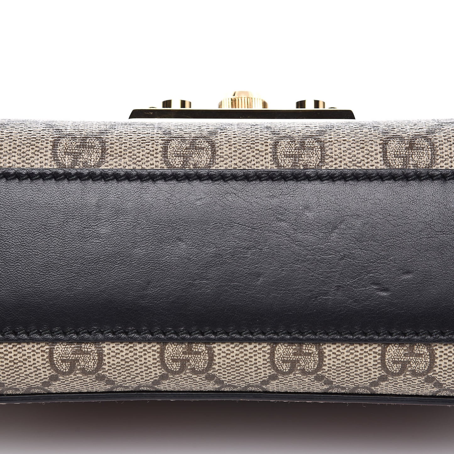 GG Supreme Monogram Calfskin Small Padlock Shoulder Bag Beige Black Cuir