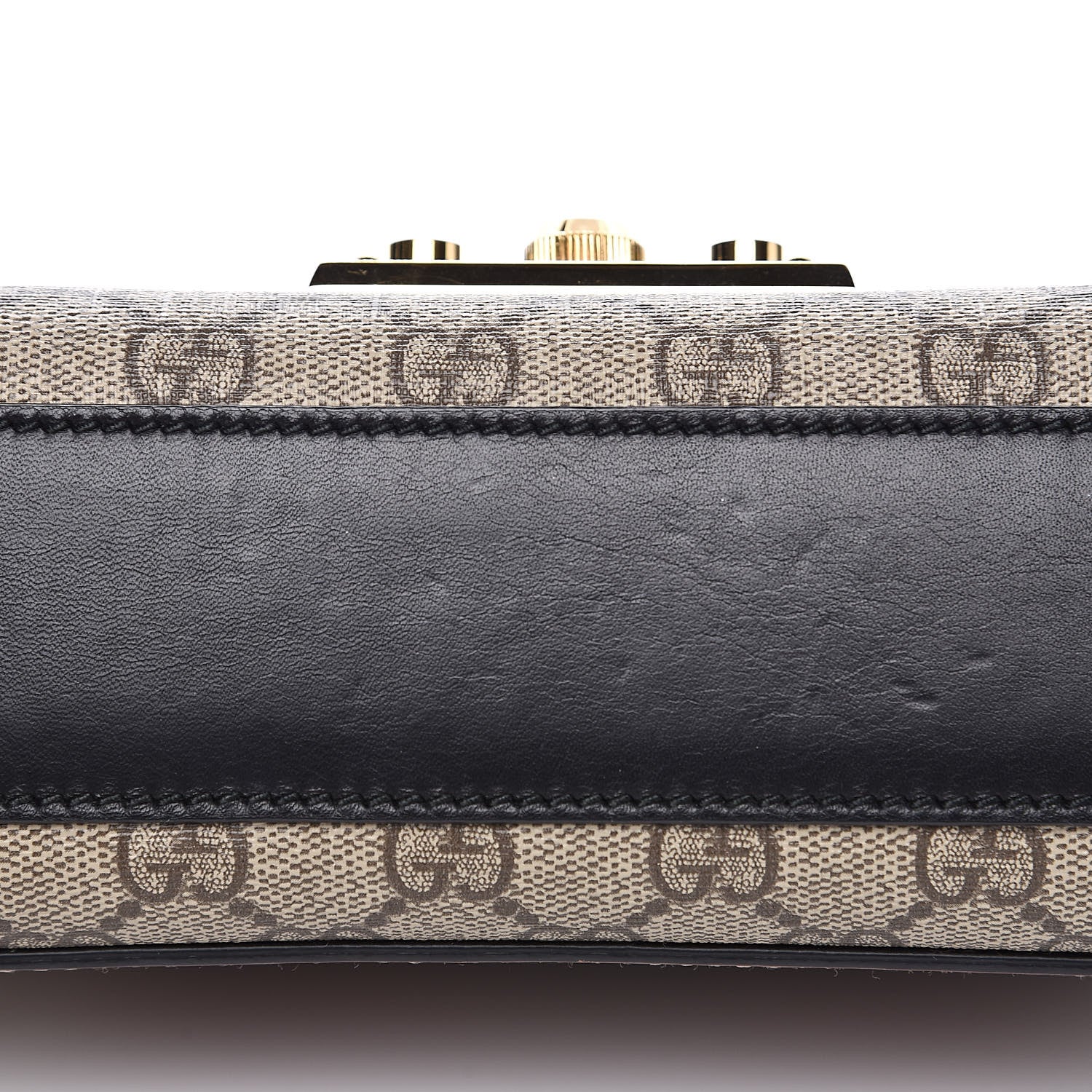 Gucci GG Supreme Monogram Calfskin Small Padlock Shoulder Bag Beige Black Cuir 11 of 12