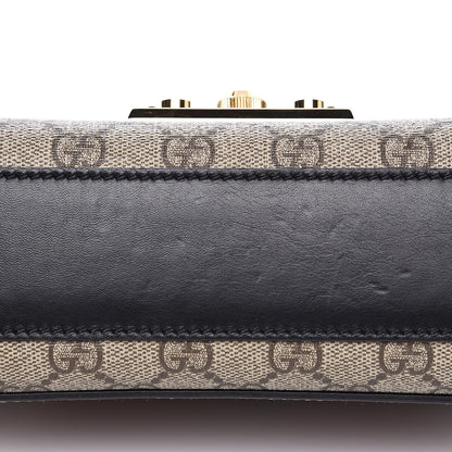 Gucci GG Supreme Monogram Calfskin Small Padlock Shoulder Bag Beige Black Cuir 11 of 12