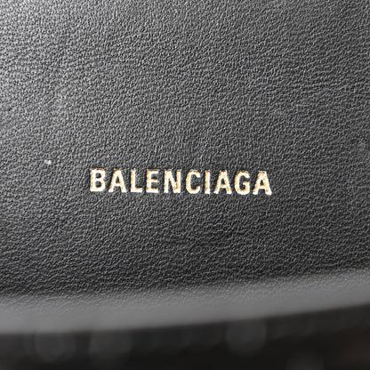 Balenciaga Shiny Calfskin Crocodile Embossed Hourglass Top Handle Bag XS Black 6 of 11