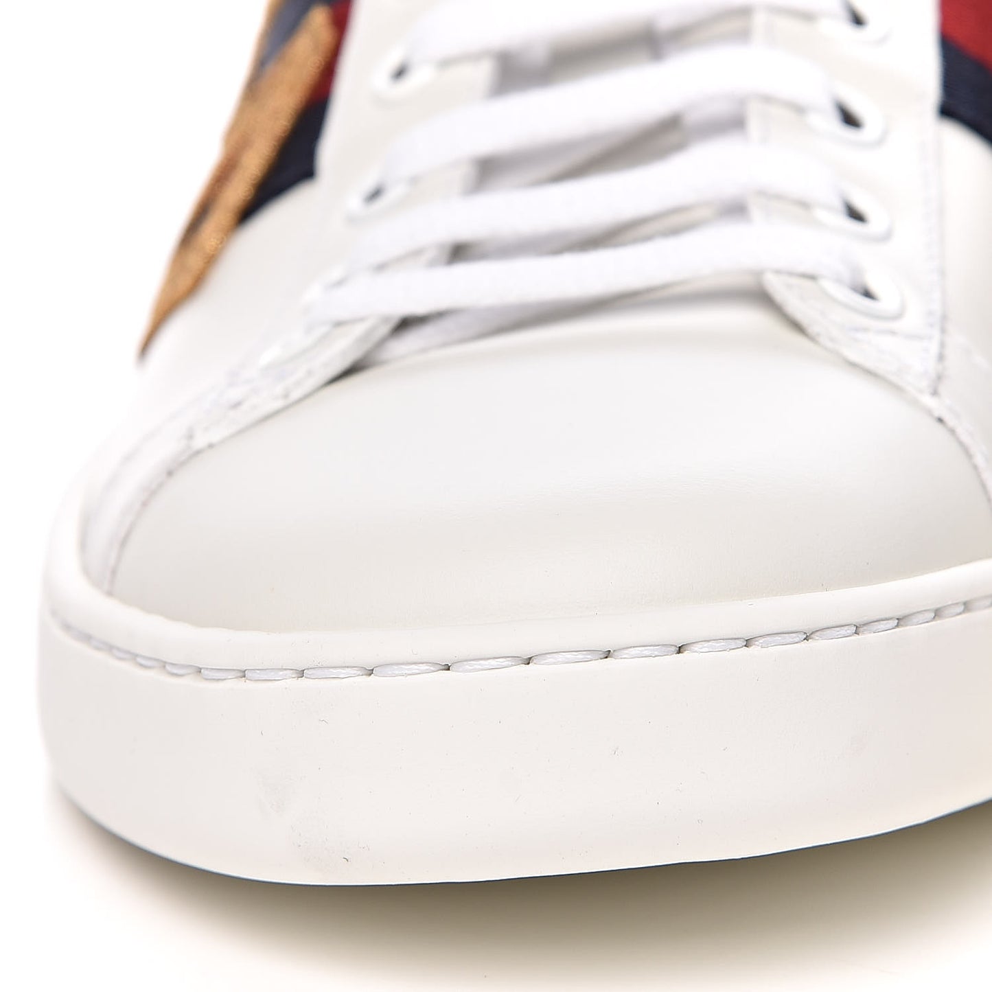 Calfskin Nappa Web LOVED Embroidered Womens Ace Sneakers 37.5 White Red Flame Notte