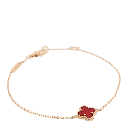 Van Cleef & Arpels 18K Rose Gold Carnelian Sweet Alhambra Bracelet 1 of 5