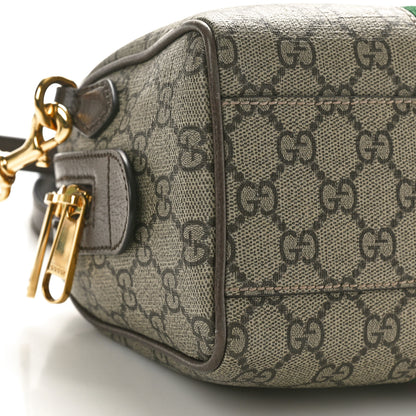 Gucci GG Supreme Monogram Textured Dollar Calfskin Web Mini Ophidia Top Handle Bag Beige Ebony New Acero 9 of 10