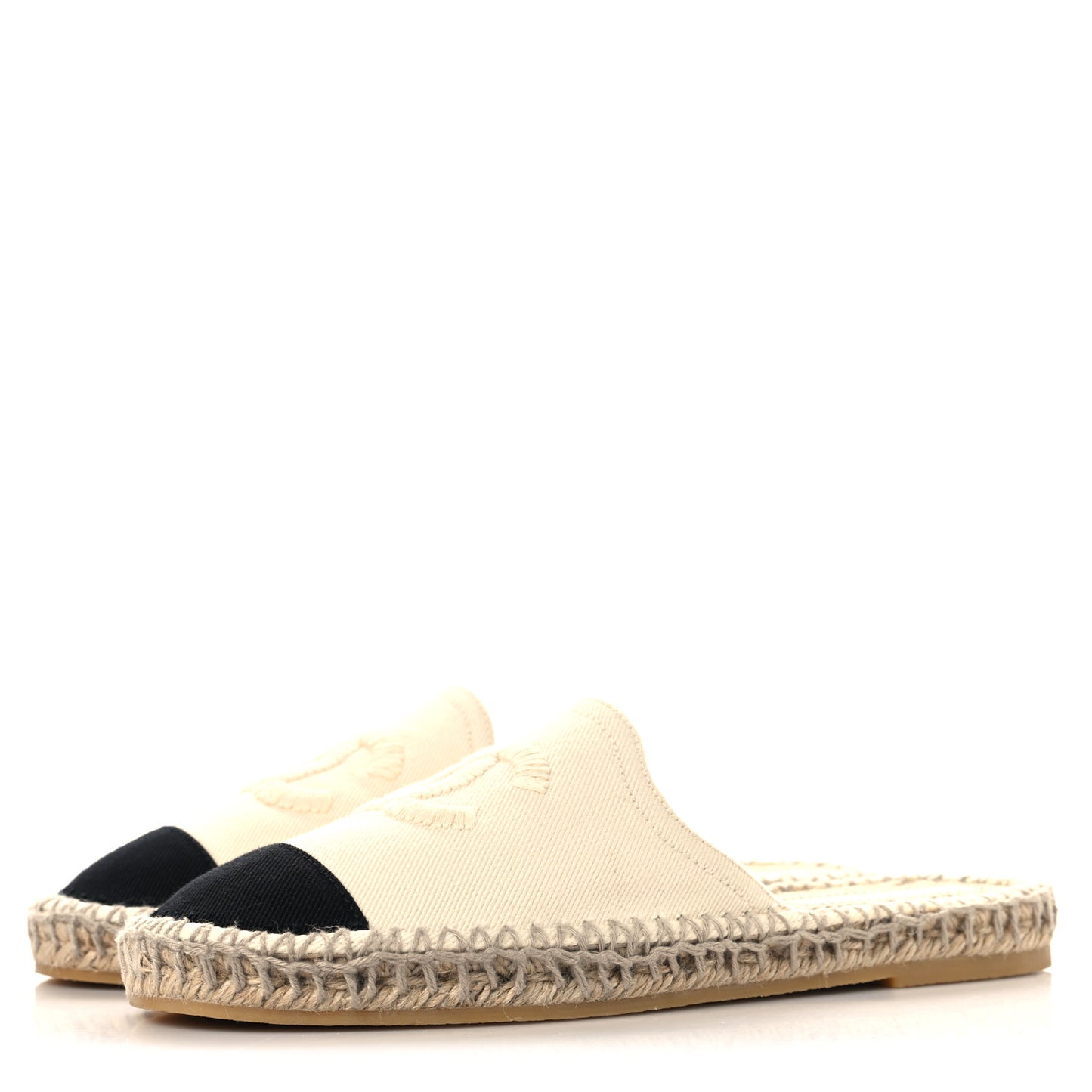 Denim CC Espadrille Mules 38  White Black