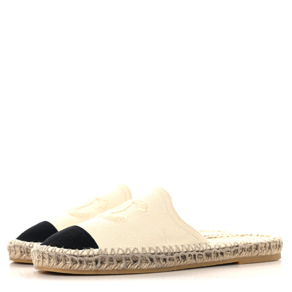 Chanel Denim CC Espadrille Mules 38  White Black 4 of 9