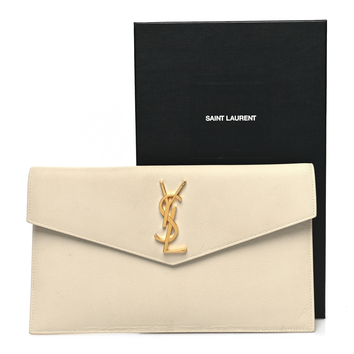 Saint Laurent Grain De Poudre Uptown Pouch Blanc Vintage 12 of 12